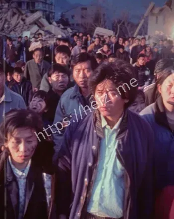 唐山废墟上空无声行军四十分钟